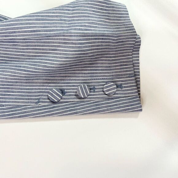 J. Jill Pants Linen Stretch Women L Striped Elastic Waist Button Detail Ankle - Picture 4 of 12